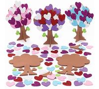 Baker Ross Arbre en Mousse motif Coeurs - Lot de 5, Kits de Decoration pour Enfants de la Saint Valentin (FC455) Coloris Assortis