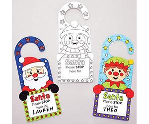 Baker Ross AT167 Affichettes de Porte de Noel - Lot de 10, Décorations de Porte de Noël, Coloriage pour Enfants, Idéal pour les Activités et Loisirs de Noël