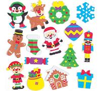 Baker Ross AT302 Autocollants en Mousse à Paillettes motif Noel - Lot de 120, Autocollants pour Enfants, Parfait pour le Scrapbooking, Fournitures et Loisirs Creatifs pour les Enfants