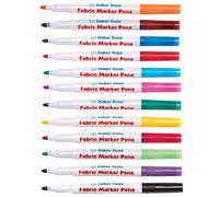 Baker Ross AT481 Fabric Pens - Pack of 12, Assorted Selection of Markers for Cloth and Fabric for Kids Arts and Crafts, Multicolour