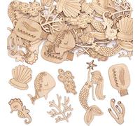 Baker Ross AT758 Mini formes Vie Marine en bois - Loisirs créatifs à thème pour enfants (Paquet de 45)