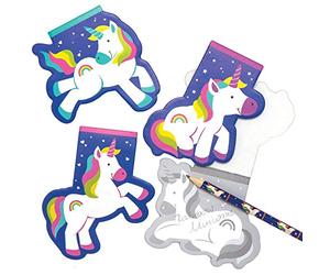 Baker Ross AT968 Bloc-notes Licornes arc-en-ciel - Mini jouets pour enfants (Paquet de 12)
