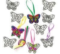 Baker Ross Attrape Soleil Motif Papillons en Vitrail - Lot de 12, Loisirs Créatifs pour Les Enfants, Christmas Stripes