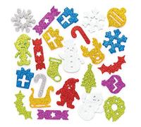 Baker Ross Autocollants de Noël en mousse scintillante (paquet de 100) - Matériels créatifs pour enfants et adultes