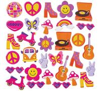 Baker Ross Autocollants en mousse Groovy FN570 - Paquet de 120, autocollants pour les loisirs créatifs des enfants