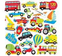 Baker Ross Autocollants véhicules en mousse (lot de 120) - Autocollants amusants en relief sur le thème des véhicules pour scrapbooking.