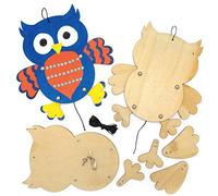 Baker Ross AX159 Kits De Marionnettes Hiboux En Bois - Paquet De 4, Ensembles De Peinture Sur Bois Pour Enfants Pour Projets Artistiques D'Enfants