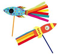 Baker Ross AX180 Baguettes Magiques En Bois En Forme De Fusée - Pack De 8, Parfaites Pour Les Enfants À Créer Et À Décorer, Idéales Pour Les Travaux Scolaires