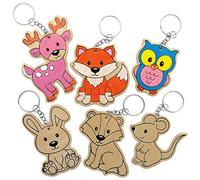 Baker Ross AX182 Porte-Clés En Bois Animaux De La Forêt - Paquet De 10, Couleurs Dans Des Kits D'Artisanat Du Bois De Fête Pour Les Activités D'Arts Et D'Artisanat Pour Enfants