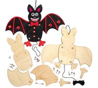 Baker Ross AX195 Kits De Marionnettes Chauve-Souris En Bois - Paquet De 4, Ensembles De Peinture Sur Bois Pour Enfants Pour Projets Artistiques D'Enfants