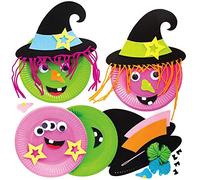 Baker Ross AX221 Kits De Décorations D’Assiettes Sorcière- Pack De 4, Kit Adhésif D'Halloween.