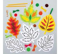 Baker Ross AX279 Kits De Décorations Feuilles En Sable Coloré - Paquet De 6, Pour Les Projets D'Arts Et D'Artisanat D'Automne Pour Enfants