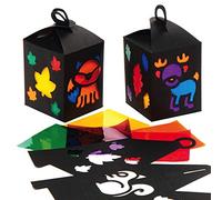 Baker Ross AX292 Kits De Lanternes D’Automne À Effet Vitrail - Paquet De 4, Loisirs Créatifs Pour Enfants Cet Automne