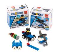 Baker Ross AX318 Kits De Briques De Construction Police - Lot De 4, Jouets De Construction De Camion De Police pour Enfants, Parfaits pour Les Petits Cadeaux