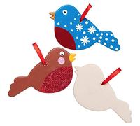 Baker Ross AX347 Décorations De Noël En Céramique De Rouge-Gorge - Paquet De 5, Faites Votre Propre Ornement D'Arbre De Noël.