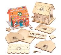 Baker Ross AX364 Bougeoirs en Bois De Maison D’Épices - Lot De 3, Décorer Et Exposer pour Les Décorations De Noël, Projet Idéal pour Les Arts Et L'Artisanat pour Enfants.