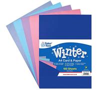 Baker Ross AX393 Papier Cartonné A4 Couleurs D'Hiver - Paquet De 100, Loisirs Créatifs Pour Enfants Et Adultes, Hiver
