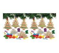 Baker Ross AX424 Kit De Point De Croix En Bois Pour Sapin De Noël - Lot De 10, Décorations D'Arbre, Activité Arts Et Artisanat Pour Enfants, Pack D'Artisanat De Noël.