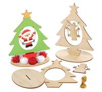 Baker Ross AX428 Kits Balançoires En Bois Pour Sapin De Noël - Paquet De 4, Kits De Fabrication Du Bois Pour Les Activités Artistiques Et Artisanales Festives Pour Enfants