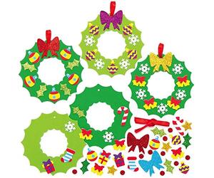 Baker Ross AX504 Couronnes De Noël En Mousse - Paquet De 8, Anneau De Couronne Pour Enfants À Concevoir Et À Décorer, Décoration De Noël Idéale