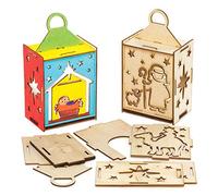 Baker Ross AX558 Kits De Lanterne En Bois De La Nativité - Paquet De 3, Peinture À Colorier Pour Les Activités Artistiques Des Enfants Cette Saison De Fête