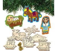 Baker Ross AX562 Décoration De La Nativité En Bois À Colorier - Paquet De 12, Créez Vos Propres Artisanats Festifs Pour Noël