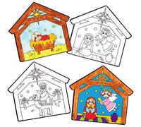 Baker Ross AX571 Décorations De Fenêtre À Thème De La Nativité À Colorier - Paquet De 12, Décoration À Suspendre Unisexe, Parfait Pour Les Projets D'Art Et D'Artisanat De Noël Pour Enfants