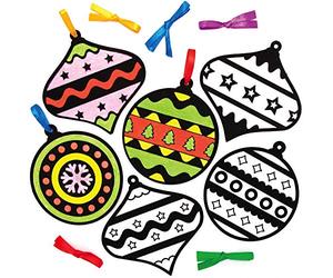 Baker Ross AX572 Boules De Noël À Bords «Velours» À Colorier - Paquet De 15, Loisirs Créatifs Pour Enfants Et Adultes