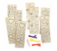 Baker Ross AX689 Marque-pages en forme de cœur - Paquet de 8, modèles vierges pour les enfants à concevoir et décorer, idéal pour l'artisanat de la Saint-Valentin