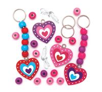 Baker Ross AX691 Kits de porte-clés en forme de cœur - Paquet de 4, Arts et artisanat ou projets de fabrication de porte-clés