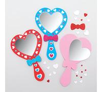 Baker Ross AX740 Kits miroirs en forme de cœur - Paquet de 4, Artisanat pour enfants, fantaisie, fêtes, cadeaux, souvenirs
