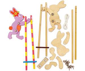 Baker Ross AX751 acrobates en bois lapin de Pâques - Paquet de 3, faites vos propres artisanat en bois, les activités artisanales d'enfants ou les fêtes d'art et petits cadeaux