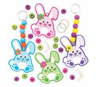 Baker Ross AX761 porte-clés Lapin de Pâques - Paquet de 4, créez vos propres porte-clé pour les arts et l'artisanat pour enfants