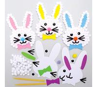 Baker Ross AX763 Kit de décorations lapin de Pâques en pompons - Paquet de 5, Loisir créatifs pour enfants et adultes à créer et décorer