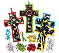 Baker Ross AX782 Kits d’illustrations de croix à paillettes - Paquet de 5 Pour des enfants à décorer, personnaliser et pour les loisirs créatifs