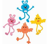 Baker Ross AX855 Des jouets extensibles de Pâques - Paquet de 4, jouets fantaisie de Noël pour enfants, idéal pour les cadeaux, le sac de butin, ou de prix,et les remplisseurs de bas