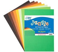Baker Ross AX999 Carte et papier A4 sur le thème de la jungle - Paquet de 125, fournitures d'art colorées pour les activités de création artisanale des enfants