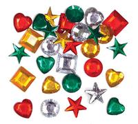 Baker Ross Bijoux acryliques Auto-adhésifs de Noël (Paquet de 200) - Loisirs créatifs festifs pour Enfants AW927, Vert,Or,Rouge
