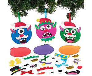Baker Ross Boule de Noël motif Monstres - Lot de 8, Decorations de Noel pour Sapin (FX368)