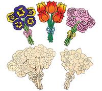 Baker Ross Bouquet de Fleurs en Bois - Lot de 5, Activites Manuelles pour Enfants (FC735)