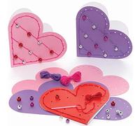 Baker Ross Cartes avec Perles à Enfiler en forme de Cœur - Lot de 6, Fournitures pour Loisirs Créatifs pour Enfants (FC427)