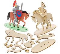 Baker Ross Chevalier et Cheval en Bois 3D - Lot de 4, Construction en Bois Enfants (FE277)