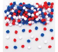 Baker Ross CN138 Pom Poms pailletés autocollants rouges, blancs et bleus - paquet de 200, fournitures de bricolage pour la Fête nationale et les fêtes à thème