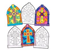 Baker Ross Décorations de croix à effet vitrail (Lot de 12) - Loisirs créatifs de Pâques pour enfants