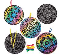 Baker Ross Décorations Mandalas à gratter (Paquet de 10) - Bricolage pour Enfants