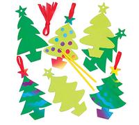 Baker Ross Décorations sapins de Noël à gratter (Pack de 10), Parfait pour les enfants à concevoir, idéal pour les activités à la maison, en école et pour les projets en groupe.