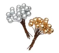 Baker Ross Des baies artificiels en or et en argent (Pack de 100), Parfait pour les cartes et décorations de noël des enfants, idéal pour l’école, les projets en maison et les projets en groupe.