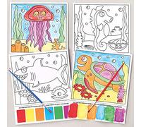 Baker Ross Dessin avec Peinture Magique motif Plage - Lot de 10, Loisirs Créatifs pour Enfants (FC961)