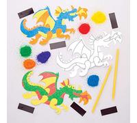 Baker Ross Dragon Sand Art Kit avec Aimants pour Enfants (Lot de 6)
