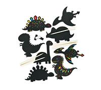 Baker Ross EV254 Dinosaur Scratch Art Aimants pour réfrigérateur - Lot de 10, pour enfants à concevoir, créer et afficher pour des projets d'artisanat, noir